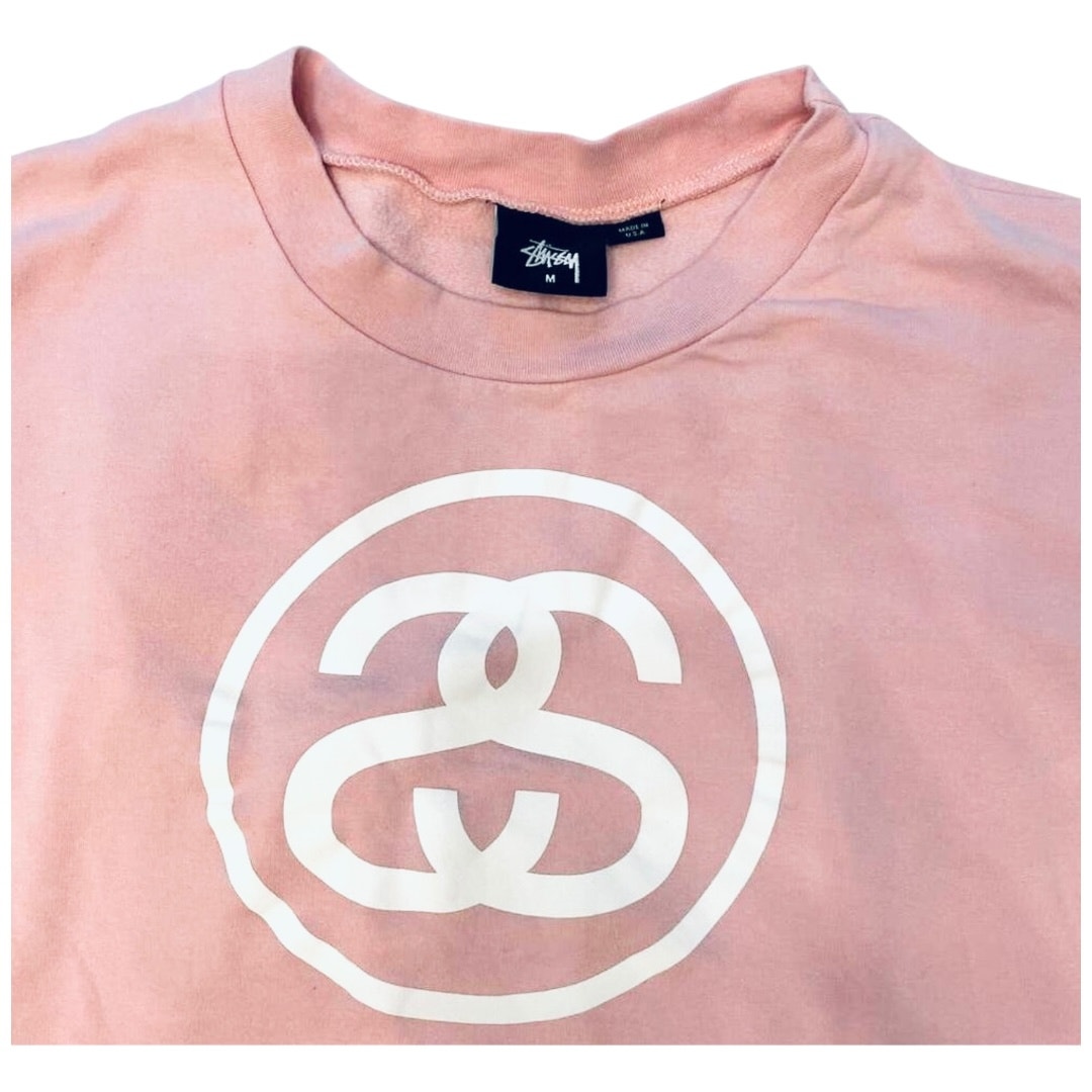 Euc Vintage Stssy $98 Dusty Rose Pink Logo Sweatshirt Size Medium Fits Small — image 4 of 4